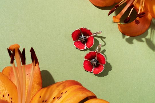 Still life of aesthetic earrings