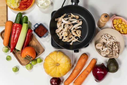 Top View of Fresh Vegetables on White Surface